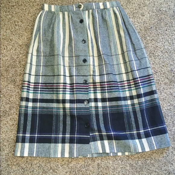 Marilyn Togs Dresses & Skirts - 🌿Vtg 70s Plaid Wool Button Down A-Line Skirt
